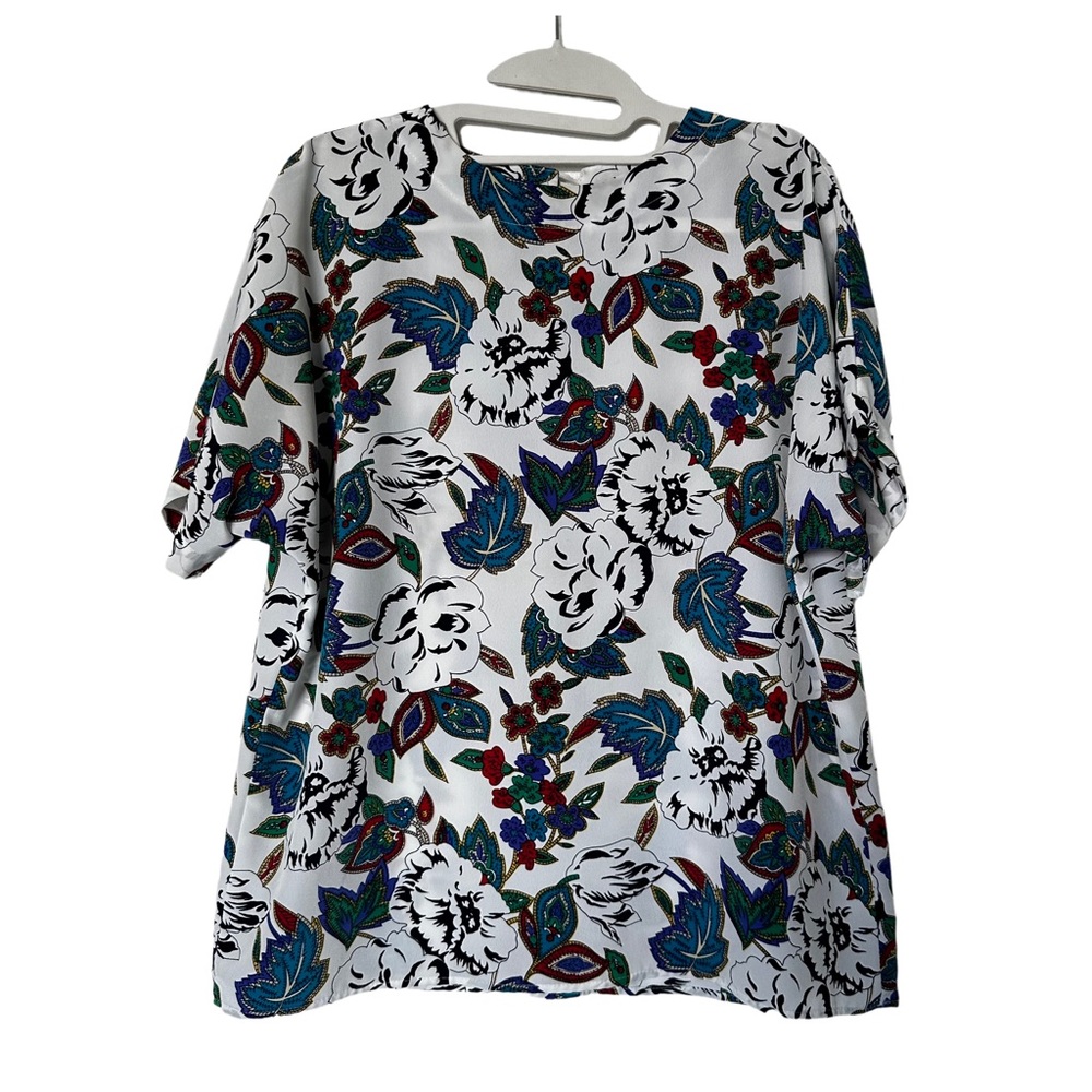 Renaissance Sportswear Vintage White Floral Paisley Top Size M‎